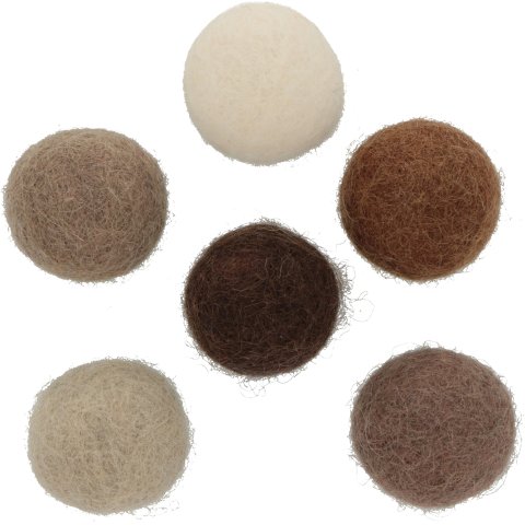 Filzkugeln 12 Stück, ø 2,5 cm, 100% Wolle, beige/braun
