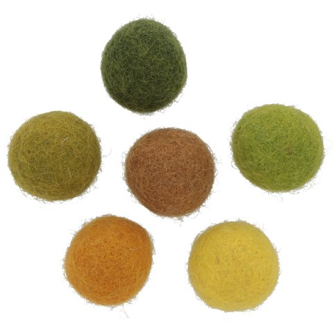 Filzkugeln 12 Stück, ø 2,5 cm, 100% Wolle, grün/gelb