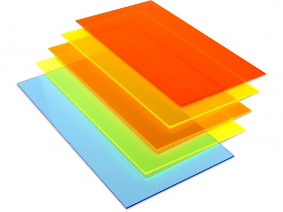 Acrylic glass GS, transparent, fluorescent colours, custom cut