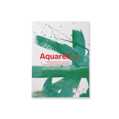 Modulor Aquarellblock Aquarell 300 g/m² naturweiß, 300 x 400 mm, L, 20 Blatt