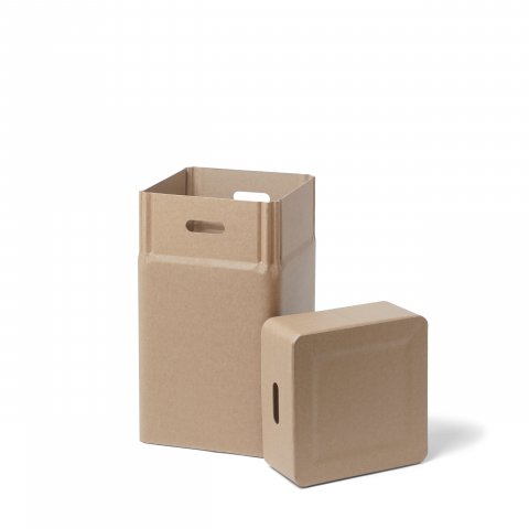 Square hard paper drum 370 x 370 x 640 mm, 80 l, with lid and handles