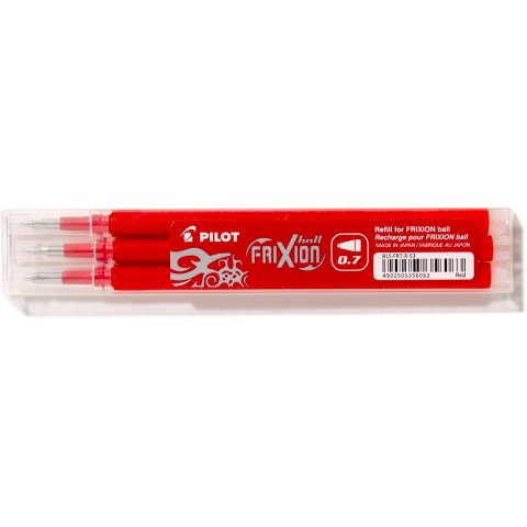 Refill for Pilot Frixion rollerball pens w = 0,4 mm, set of 3, red (BLS-FR7-S3 002)