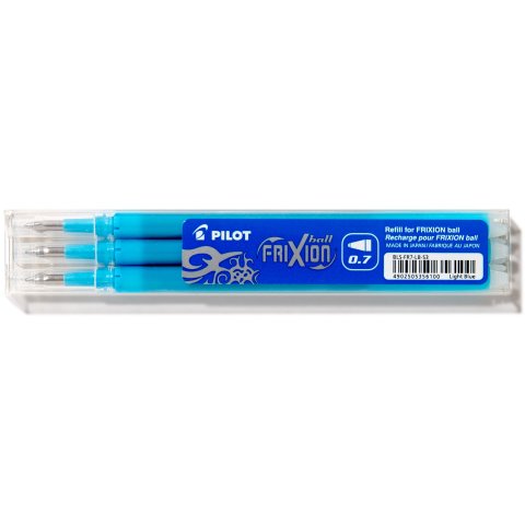 Refill for Pilot Frixion rollerball pens w = 0,4 mm, set of 3, light blue (BLS-FR7-S3 010)