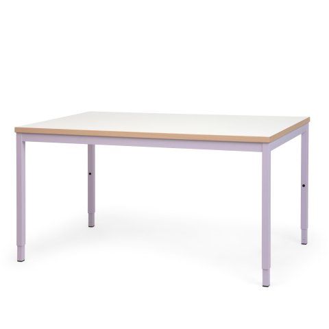 Modulor Tisch M für Kinder, eislila Melaminplatte weiß, Kante buche, 25x680x1200mm