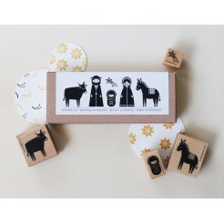 Motivstempel aus Holz, Set Krippe