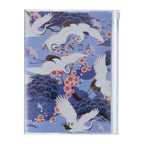 Mark's Wochenkalender 16 Monate Japan 2025/2026, DIN A5, Vögel lila