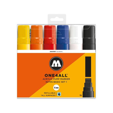 Molotow paint marker One4all 627HS, set of 6 Basic 1, (459)
