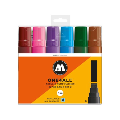 Molotow paint marker One4all 627HS, set of 6 Basic 2, (460)