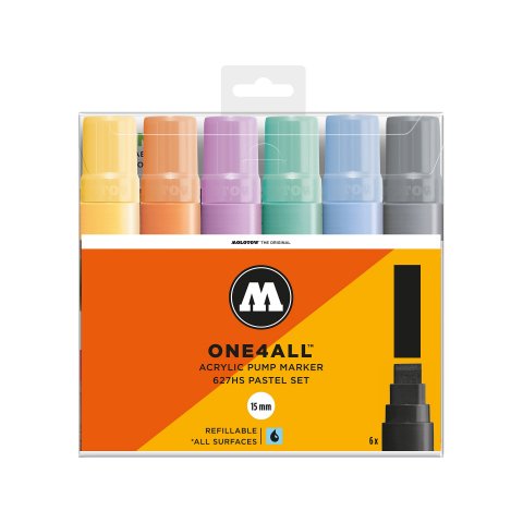 Molotow paint marker One4all 627HS, set of 6 Pastel Kit, (461)