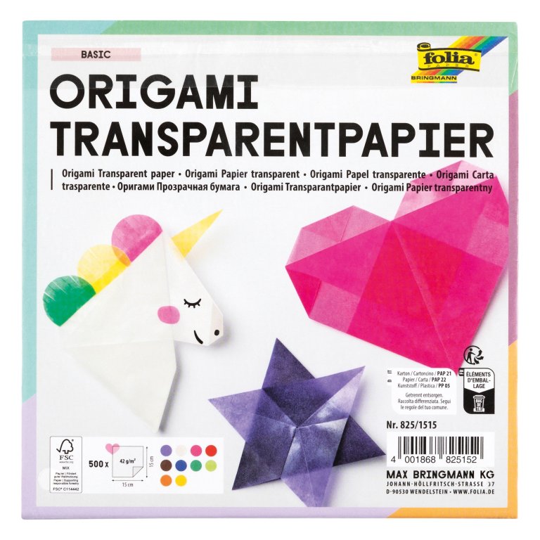Origami Faltblätter, Transparentpapier