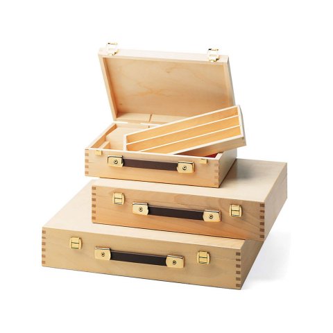 Art tool box, beechwood size 1: 80,0 x 280 x 215 mm, with handle