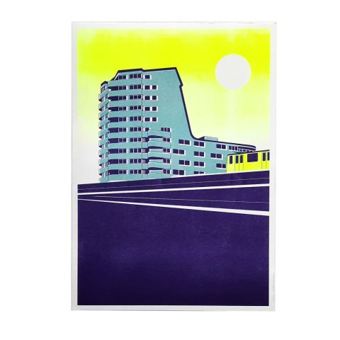 Impresión artística de S.Value Riso 210 x 297 mm, DIN A4, Hallesches Tor, amarillo fluorescente