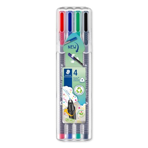 Staedtler Triplus fineliner, set 4 pens in plastic case