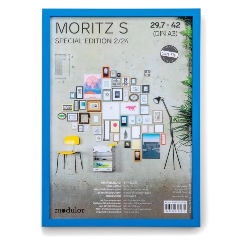 Wechselrahmen Holz Moritz S special edition 2/24 29,7 x 42 cm, DIN A3, himmelblau (RAL 5015)