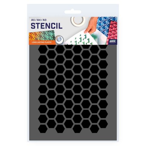 Qbix plantilla de dibujo Hexágonos, DIN A3, 297 x 420 mm