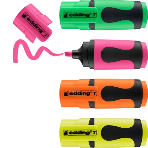 Edding Mini resaltador, set 4 rotuladores, colores neón