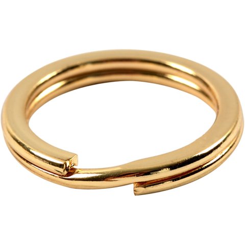 Split ring ø 15 mm, flach, 15 pieces, gold-plated