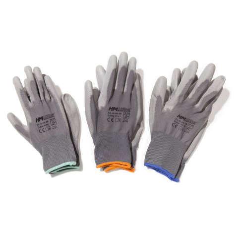 Work gloves, nylon, PU coating size 8 (M), per EN 388, grey