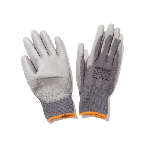 Work gloves, nylon, PU coating size 9 (L), per EN 388, grey