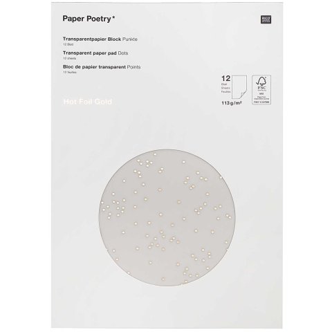 Transparent paper 113 g/m², DIN A4, FSC, 12 fogli, con oro