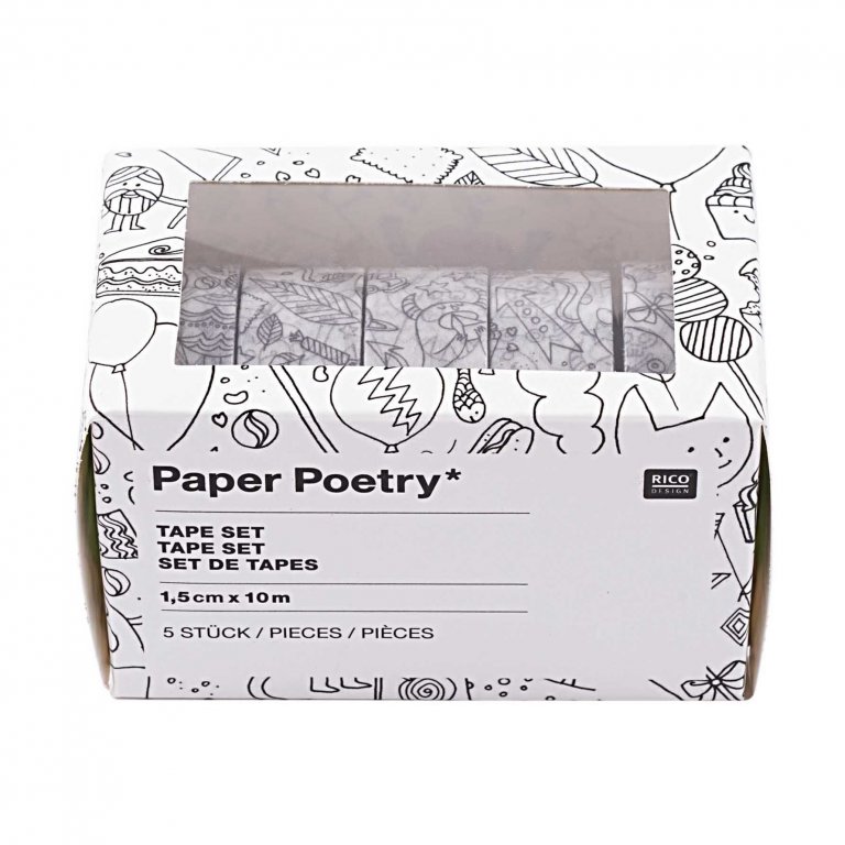 Juego de cintas de papel para colorear de poesía