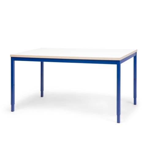 Modulor mesa M para niños, azul ultramarino Encimera de melamina blanca, canto multiplex, 25x680x1200mm