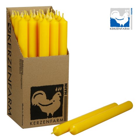 Candle farm rooster, stick candle ø 2.2 cm, h = 25 cm, dyed through, yellow