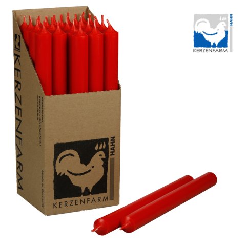 Candle farm rooster, stick candle ø 2.2 cm, h = 25 cm, dyed through, red