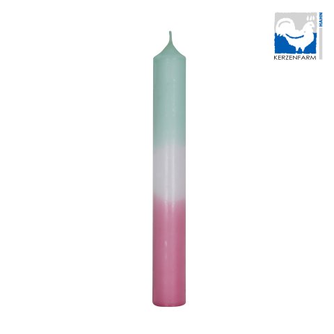 Candle farm rooster, stick candle ø 2.2 cm, h = 18 cm, DipDye, mint/pink