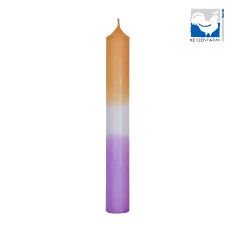 Candle farm rooster, stick candle ø 2.2 cm, h = 18 cm, DipDye, tangerine/purple