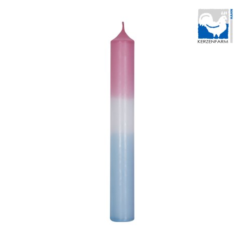 Candle farm rooster, stick candle ø 2.2 cm, h = 18 cm, DipDye, pink/ice blue