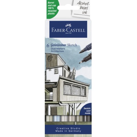 Faber-Castell Sketch Marker Set 6 brush pens, architecture