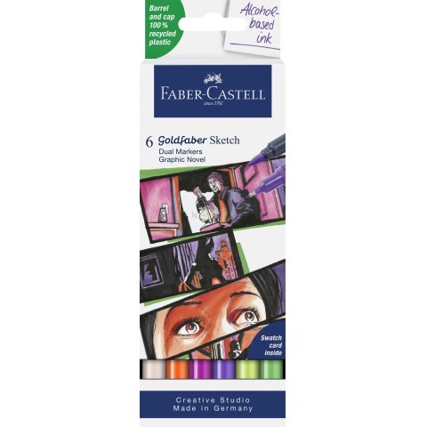 Faber-Castell Sketch Marker Set 6 rotuladores pincel, novela gráfica