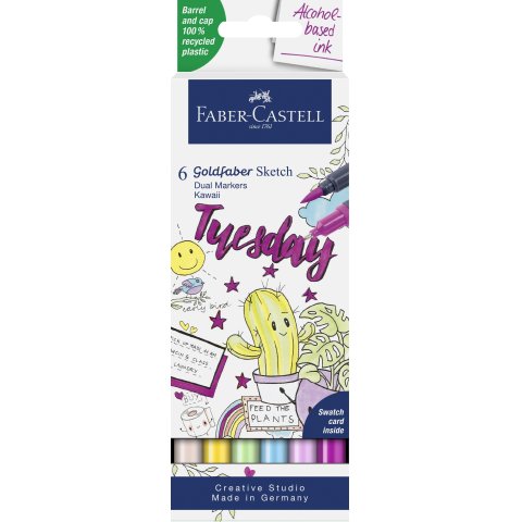 Set di pennarelli per schizzi Faber-Castell 6 penne a pennello, Kawaii