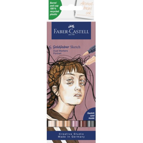 Faber-Castell Sketch Marker Set 6 rotuladores pincel, retrato