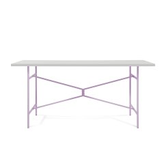 Modulor Tisch X, eislila matt, Melaminplatte weiß, Kante weiß; 25x800x1600mm