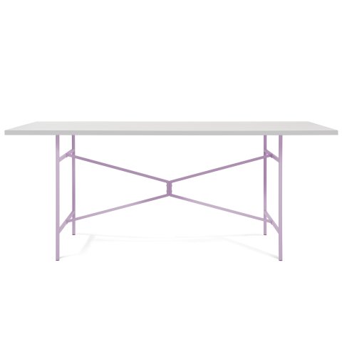 Modulor Tisch X, eislila matt Melaminplatte weiß, Kante weiß; 25x900x1800mm