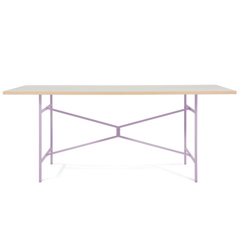 Modulor Tisch X, eislila matt Melaminplatte weiß, Kante multiplex; 25x900x1800mm