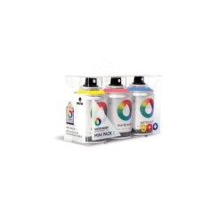 MTN Pintura Acrílica en Spray Base Agua 100, Set 3 x 100 ml, amarillo/rojo/azul
