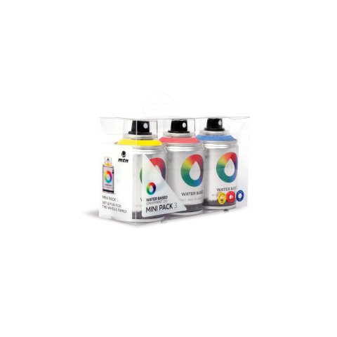 MTN Acrylsprühfarbe Water Based 100, Set 3 x 100 ml, gelb/rot/blau