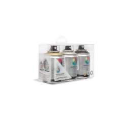 MTN Pintura Acrílica en Spray Base Agua 100, Set, 3 x 100 ml, oro/plata/negro