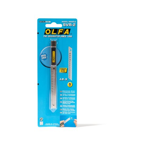 Olfa SVR-2 utility knife, 9 mm blades SMALL, incl. 3 snap-off blades, 9 mm