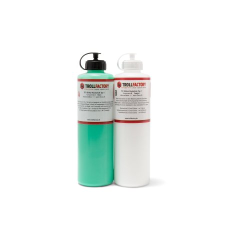 TFC silicone rubber type 1 low-viscosity, set 1:1, Shore 20, pot life 6 min., green, 2 x 1 kg