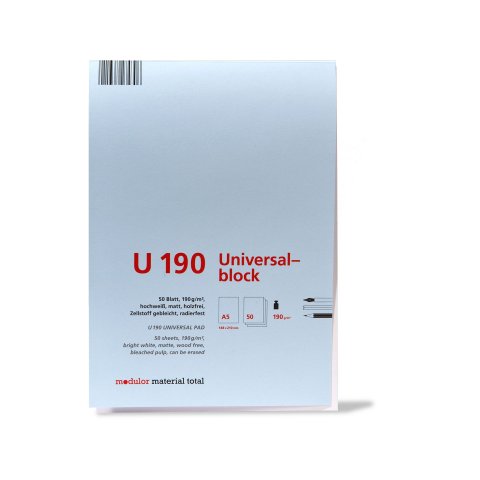 Modulor blocco universale, 190 g/m² 148 x 210 DIN A5, 50 fogli