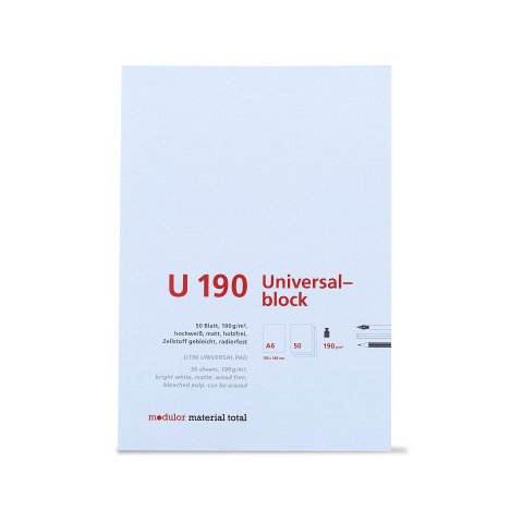 Modulor blocco universale, 190 g/m² 105 x 148 DIN A6, 50 fogli