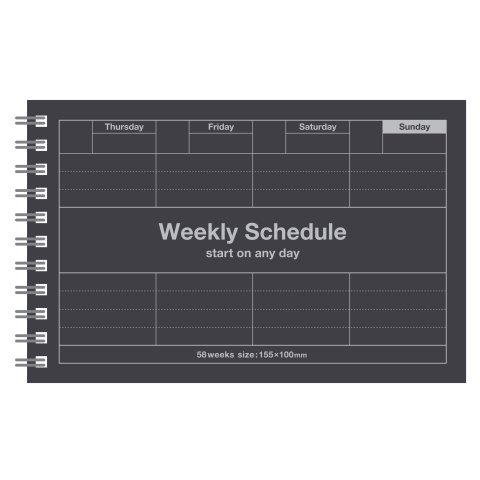 Mark's 7 days weekly planner, spiral bound 100 x 155 mm, black