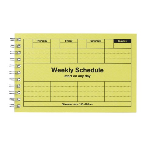 Mark's 7 days weekly planner, spiral bound 155 x 100 mm, neon lemon