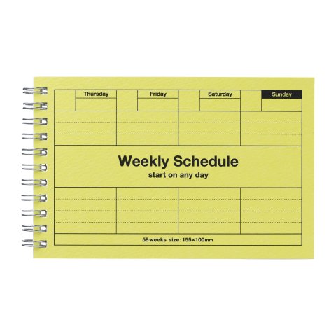 Agenda settimanale 7 giorni di Mark, rilegata a spirale 155 x 100 mm, limone neon