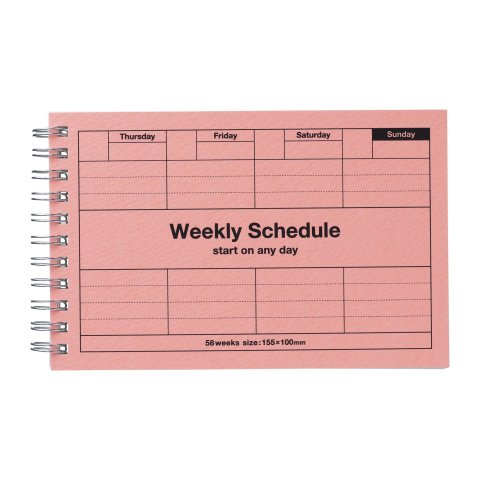 Mark's 7 days weekly planner, spiral bound 155 x 100 mm, neon pink