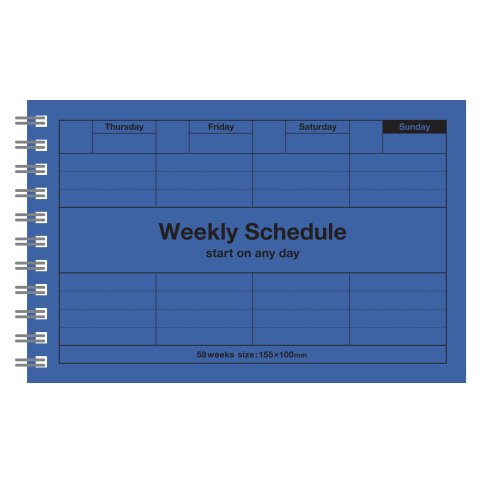 Mark's 7 days weekly planner, spiral bound 155 x 100 mm, blue